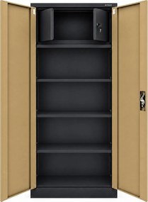 Szafa metalowa ze schowkiem antracytowa / orzech: Eco Design TOMASZ, 900 x 1850 x 450 mm