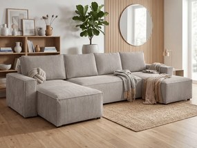 PROMOCJA Beżowy zestaw wypoczynkowy w kształcie U SMART COSARO 295x140 cm II klasa jakościowa