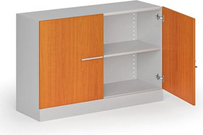 Metalowa szafa z drewnianymi drzwiami, demontowana, 800 x 1200 x 400 mm, czereśnia