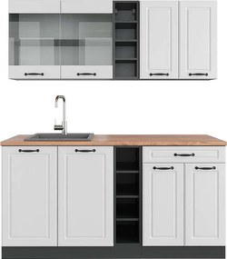 Pojedyncza kuchnia biały dworek/antracyt 160x60x81.6 r-line