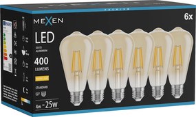 Mexen Vintis 6x żarówka filament LED E27, ST64, 4W, Ciepła - 2700K, 400 lm, amber - L152-E27-0427-50x06