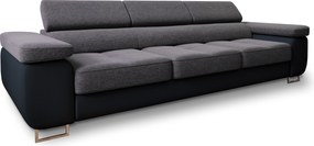 Masseno Sofa MOSINE z funkcją spania, Rozkładana sofa z regulowanymi zagłówkami - Szary, SAWANA 05 + MADRYT 9100