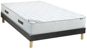 Zestaw stelaż + materac hybrydowy 140 × 190 cm ze sprężynami kieszeniowymi i pamięcią kształtu 7-strefowy – grub. 25 cm – IONIA marki DREAMEA
