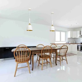 Lampa wisząca, pojedyncza biała/złota CLARK WHITE/GOLD 1xE27