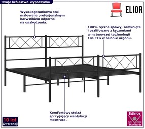 Czarne metalowe łóżko industrialne 120x200cm Niebieski