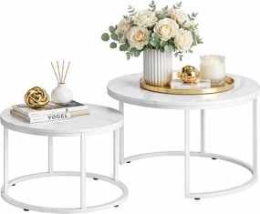 Komplet 2 stolików kawowych marmur + biały W2-H31