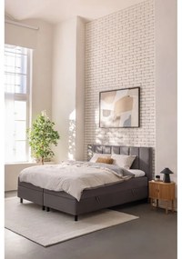 Szare łóżko kontynentalne ze schowkiem 160x200 cm Elva Bold Line – Bonami Selection