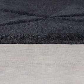Antracytowy wełniany okrągły dywan tkany ręcznie ø 160 cm Shard Charcoal – Flair Rugs