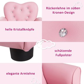 HOMCOM Sofa dziecięca fotel dziecięcy w kształcie serca księżniczka minisofa pokój dziecięcy sofa z