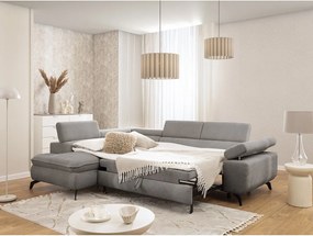 Jasnoszary narożnik z tkaniny szenilowej (lewostronny/w kształcie litery L) Marbeya – Ropez