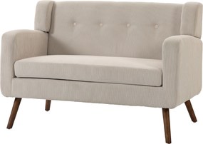 HOMCOM Sofa 2-osobowa 118 cm z wyglądem sztruksu, pikowanie z guzikami Wygodna nowoczesna sofa tapicerowana z drewnianymi nogami do małych pomieszczeń | Aosom PL