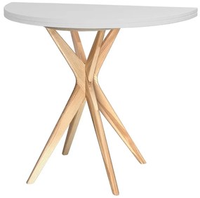 Stół półokrągły CUTTI 90x90 rozkładany jasny szary/jesion RAGABA