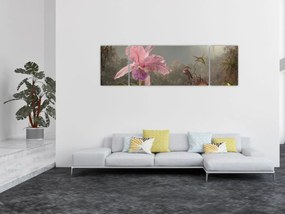 Obraz - Martin Johnson Heade, Cattleya Orchid and Three Hummingbirds, reprodukcje (170x50 cm)