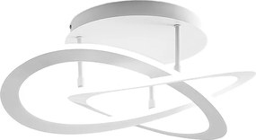 Nowoczesna lampa sufitowa LED Yara 40W, ściemnialna, ciepłe światło 3000K, biały aluminiowy pierścień, 60x17cm, 1900lm, zintegrowana dioda LED IP20