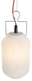 Zewnetrzna Lampa wisząca zewnętrzna biała 20 cm z czerwoną wtyczką IP44 - Pion Nowoczesny Oswietlenie zewnetrzne