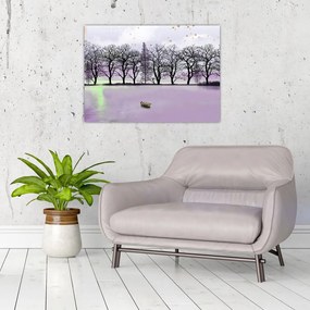 Obraz - Łodka na jeziorze (70x50 cm)