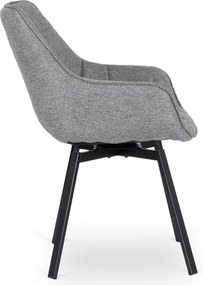 Krzesło Tapicerowane Obrotowe do Salonu LUNA 2 Szare Nowoczesne Loft