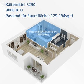HOMCOM Klimatyzator Mobilny 3w1 - Chłodzenie, Osuszanie, Timer 24h, Pilot, 2,6kW - Komfort w Domu