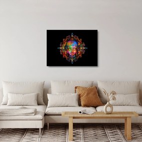 Obraz na szkle - Popiersie Buddy w neonowych kolorach (70x50 cm)