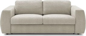 Beżowa rozkładana sofa do spania z tkaniny szenilowej 220 cm Hugo – Bobochic Paris