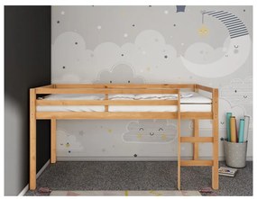 Podwyższone łóżko dziecięce z litego drewna sosnowego 90x200 cm Alpi – Støraa
