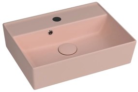 Umywalka ceramiczna nablatowa / wisząca różowa z półką i otworem na baterie 50 x 38 cm LERA pink