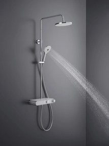 System prysznicowy Duravit z termostatem i szklaną półkąChrom/Biały - 3 Tryby Strumienia
