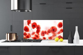 Panel Szklany do Kuchni Czerwone Maki W Polu