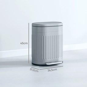 HOMCOM Kosz na śmieci 20L z pedałem, pokrywą, wyjmowanym pojemnikiem wewnętrznym, mechanizm Soft-Close, 36,5 x 31,2 x 45 cm, szary | Aosom PL