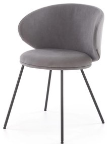 Krzesło do jadalni tapicerowane popiel szary mat welur K587
