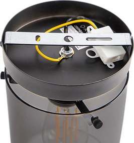Designerska lampa sufitowa czarna z dymionym szkłem - Dome