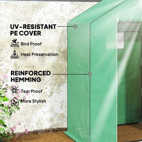 Outsunny Szklarnia z półkami, mini-szklarnia, odporna na UV, okna z siatki, drzwi na zamek błyskawiczny, 143D x 74S x 190W cm, Zielona