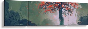 Obraz samotnego czerwonego drzewa (170x50 cm)