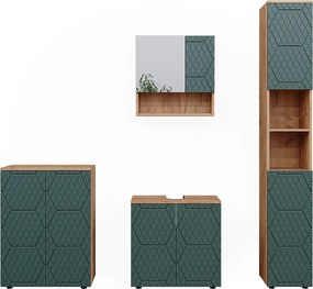 Zestaw mebli łazienkowych zielony/złoty dąb 80x41x58.6 irma