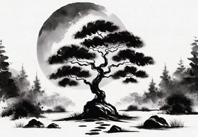 Fototapeta - Czarno-bonsai (196x136 cm)