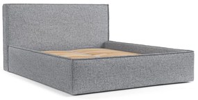 Szare tapicerowane łóżko dwuosobowe ze schowkiem i stelażem 160x200 cm Lounge L – Maison de Rêve