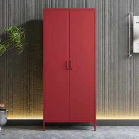 Szafa na ubrania metalowa czerwona FLAVIO, 800 x 1850 x 450 mm