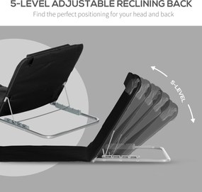 Outsunny Leżak Plażowy Czarny Składany z Regulowanym Oparciem i Kieszenią Boczną 48x134x33-43cm | Aosom PL