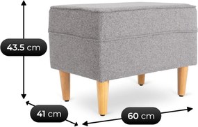 Fotel Wypoczynkowy Uszak EVAN 2 z Podnóżkiem Szary Tapicerowany Nowoczesny