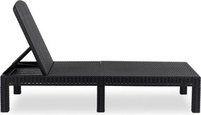 Fotel Ogrodowy Leżak LUIZJANA Technorattan Czarny/Szary