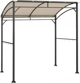 Outsunny Solidny Pawilon nad Grillem - Zadaszenie, Odporny na Deszcz, Haczyki, Stal, Beżowo-Czarny, 215x150x182/220cm