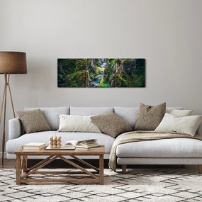 Obraz - Rzeka w skalistej dolinie (z zegarem) (90x30 cm)