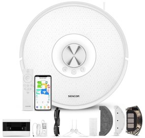 Sencor- Odkurzacz-robot 2 w 1 z mopem, 50 W/5000 mAh, Wi-Fi, biały + pilot zdalnego sterowania