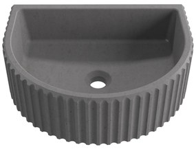 Umywalka betonowa podwieszana / nablatowa półokrągła bez otworu na baterię 45 x 36 cm MUSLIN | różne kolory : Kolor - Popielaty, Typ montażu - podwieszana