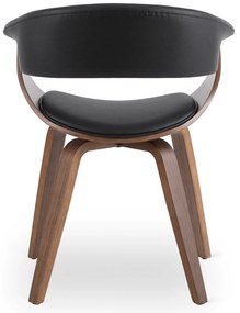 Krzesło Tapicerowane z Drewna Giętego GARY Orzech/Czarne Ekoskóra Nowoczesne Loft