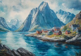 Fototapeta - Norweskie miasteczko (196x136 cm)