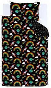 Czarna pościel dziecięca dwuosobowa 200x200 cm Rainbow Rockets – Catherine Lansfield