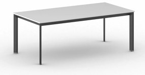 Stół konferencyjny do biura PRIMO INVITATION, 200x100 cm, czarna podstawa, biały
