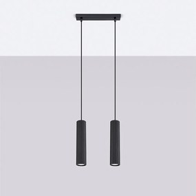 Lampa wisząca minimalistyczny Gloow, aluminium - 2 źródło światła 4000K - L.30 x H.90 cm - czarny