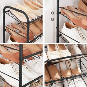 Regał na buty IRON, 4 półki, 68,5x27,5x65 cm, czarny SongmicsHome